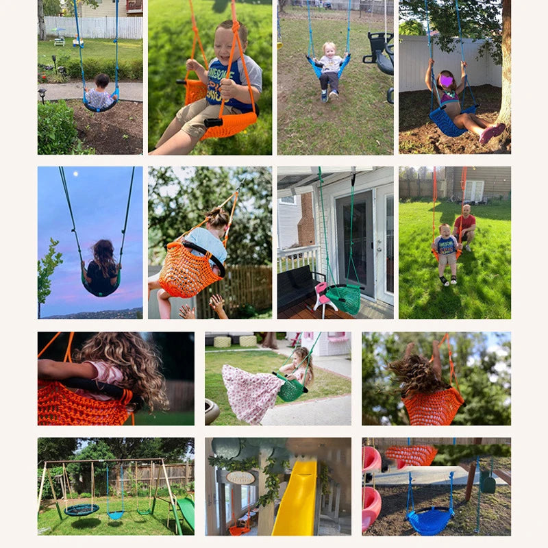 Portable Kid Garden Swing Chair Hanging Children Kindergarten Chair Outside Indoor Weave Small Basket Swing For Children swing