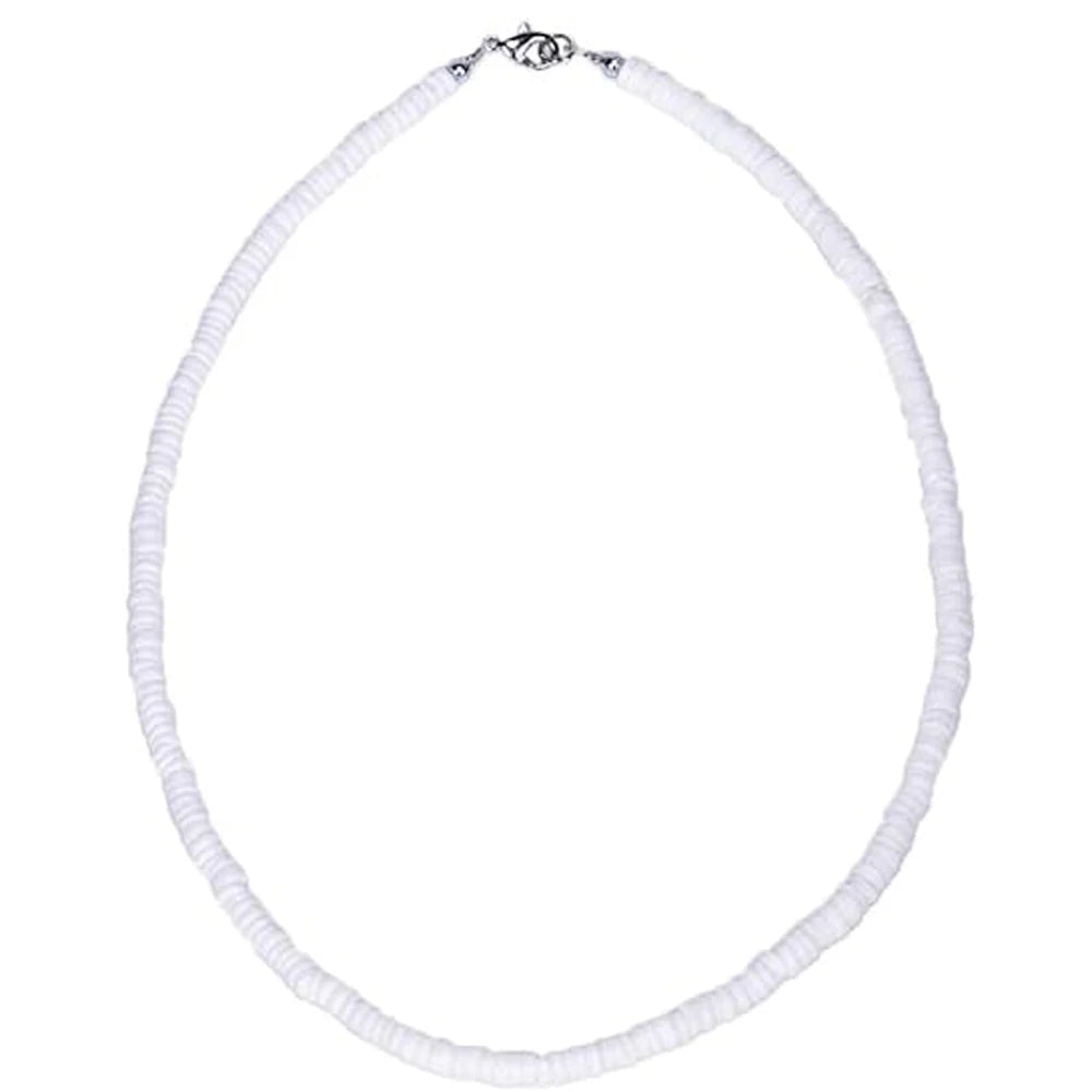 Boho Shell Necklaces, Puka Shell Necklace for Men Women Seashell Choker Necklace Smooth Shell Chip Summer Beach Necklace