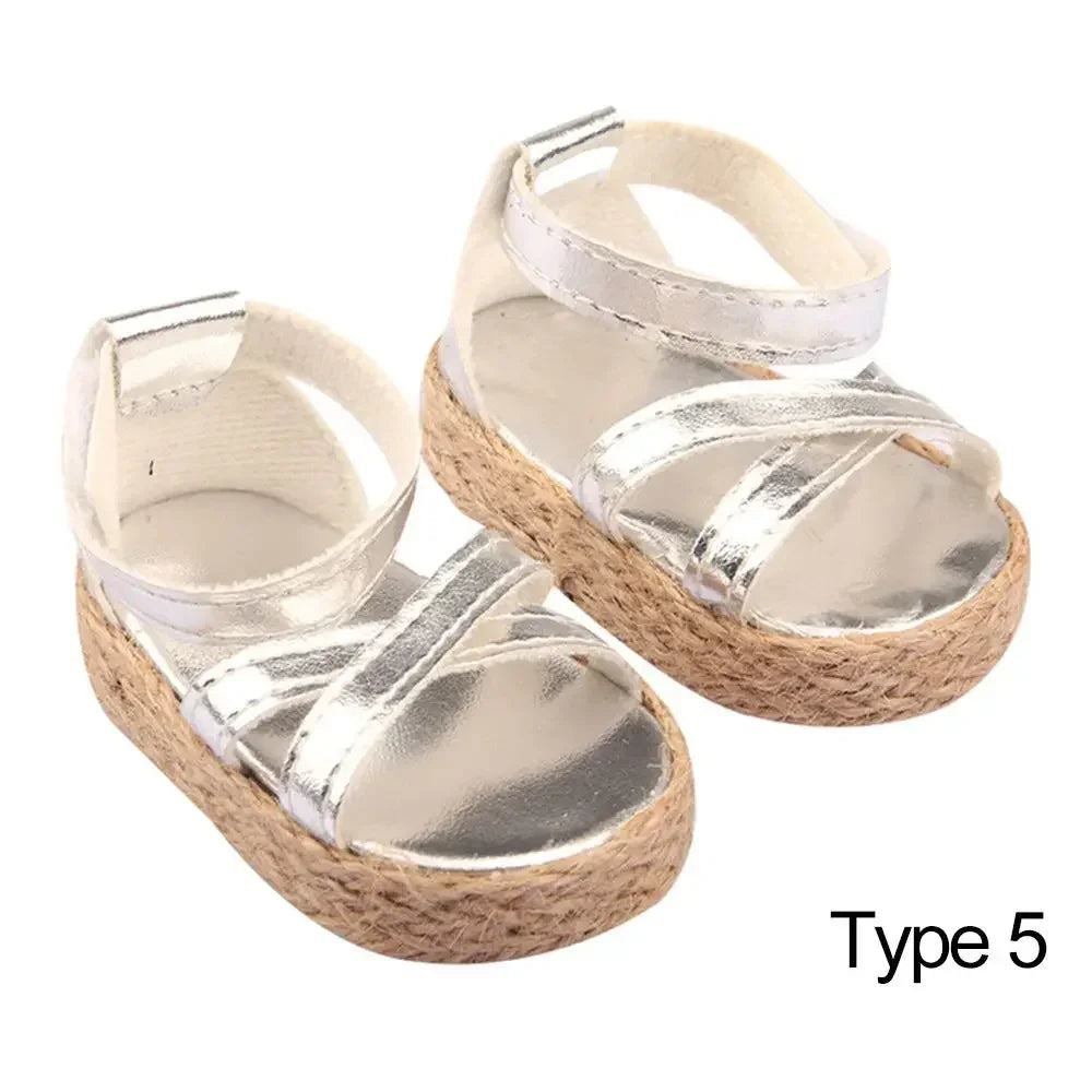 Fashion Fit 18Inch/43cm Change Clothes Game Mini Sandals Dollhouse Accessories Beach Slippers Doll Shoes