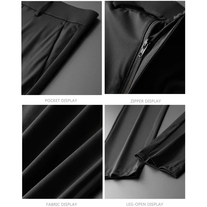 TFETTERS Brand Fashion Ice Silk Pant Men 2025 Spring and Summer Thin Breath Straight Casual Pants Comfortable Mid Loose Trousers