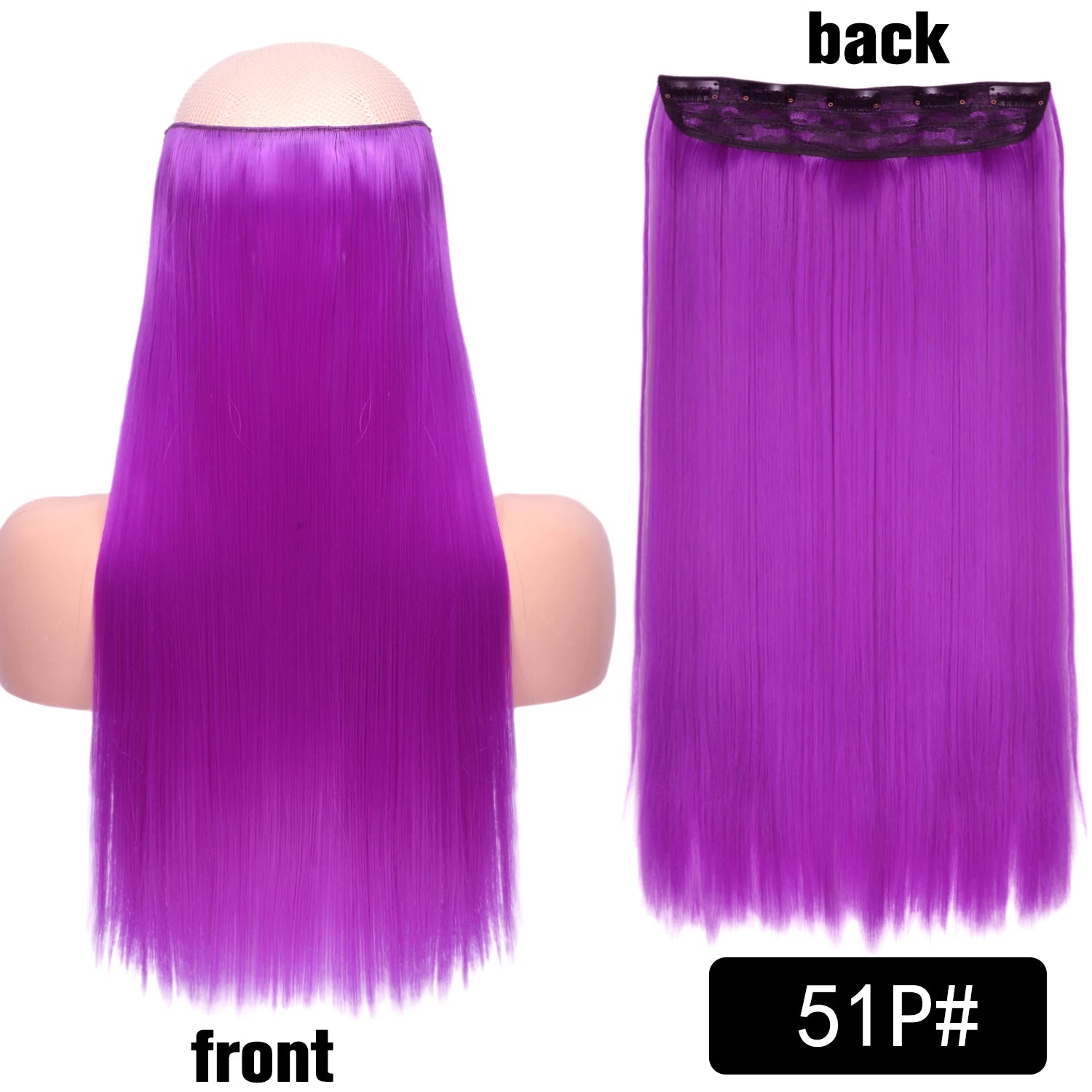 5 Clip-In Hair Extensions Long Straight One Piece Synthetic Heat-Resistant Fibre Hairpiece 22Inch Black Blonde Natural Hairstyle