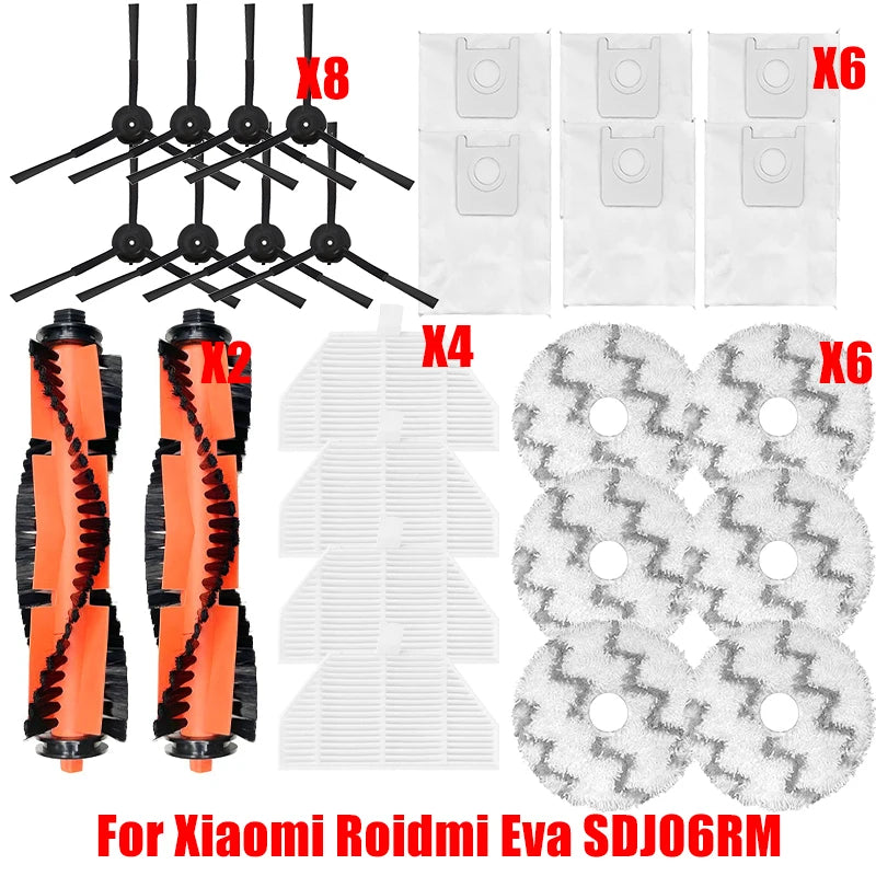 For XiaoMi RoidMi EVA Self-Cleaning Emptying Robot Vacuum SDJ06RM Spare Parts Hepa Filter Side Main Brush Mop Cloths Accessories