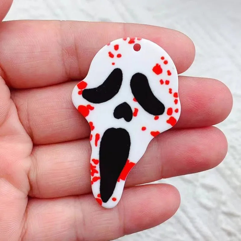 10pcs Acrylic Halloween Skull Charm Jewelry Accessories Necklace Bracelet Earring Pendant Diy Craft Supplies