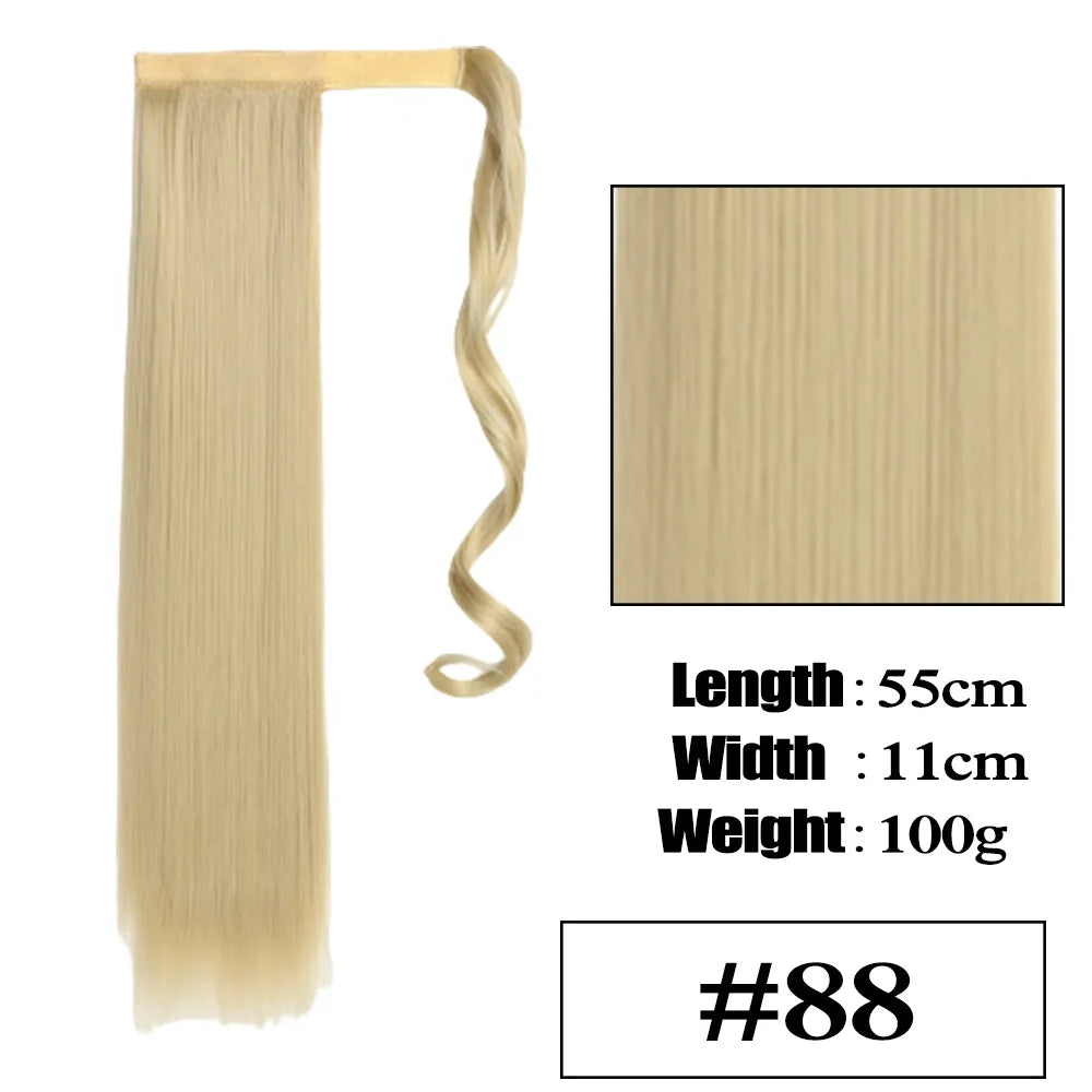 VIVIEIEI Ponytail Hair Extension 22 Inch 100g Natural Black Ponytail Extension Clip in Wrap Around Hair Extension Hairpieces