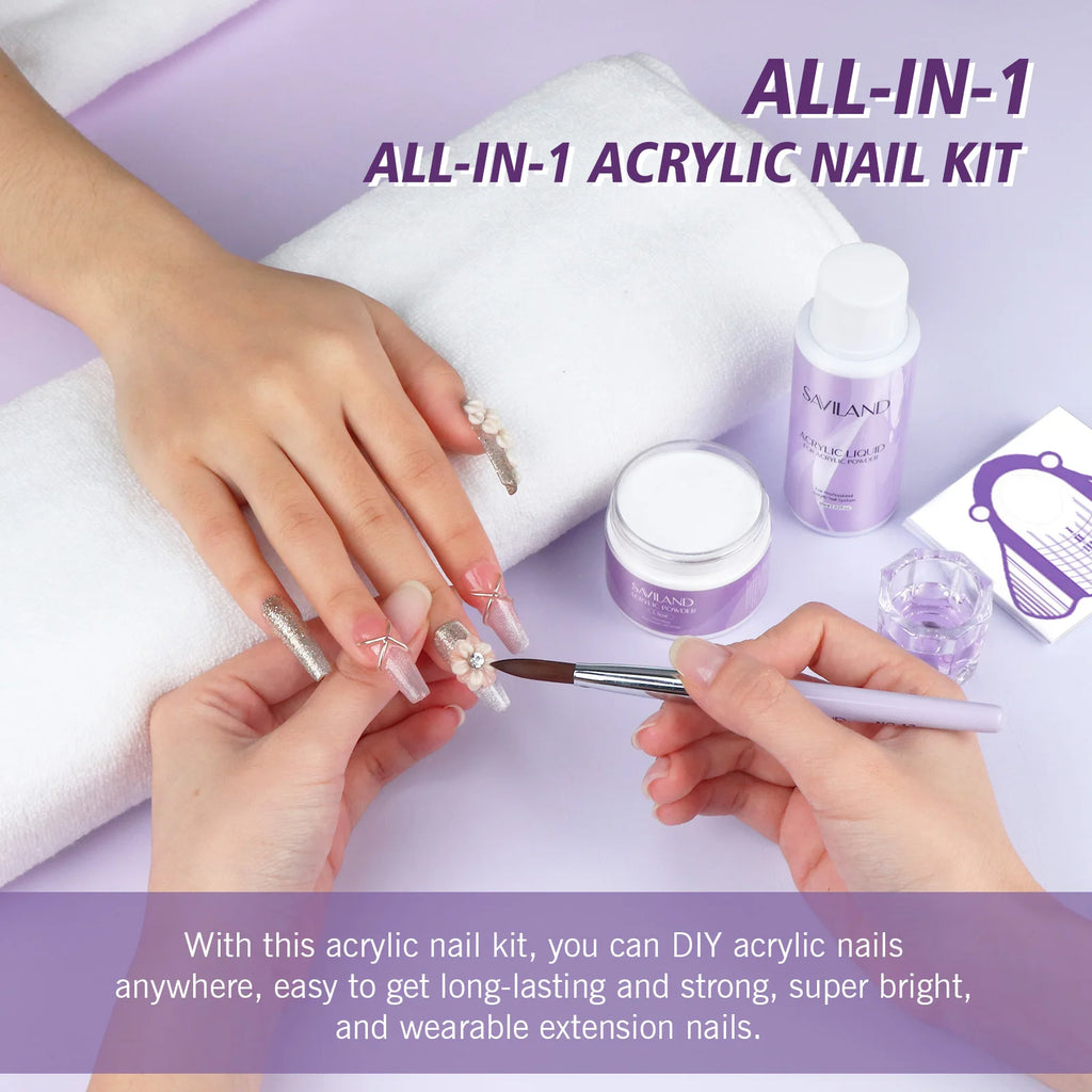 Acrylic Nail Kit Powder Liquid 3D Tips