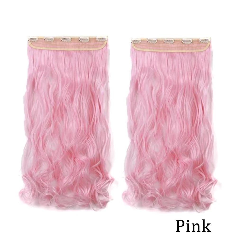 5 Clip-In Hair Extensions Long Straight One Piece Synthetic Heat-Resistant Fibre Hairpiece 22Inch Black Blonde Natural Hairstyle