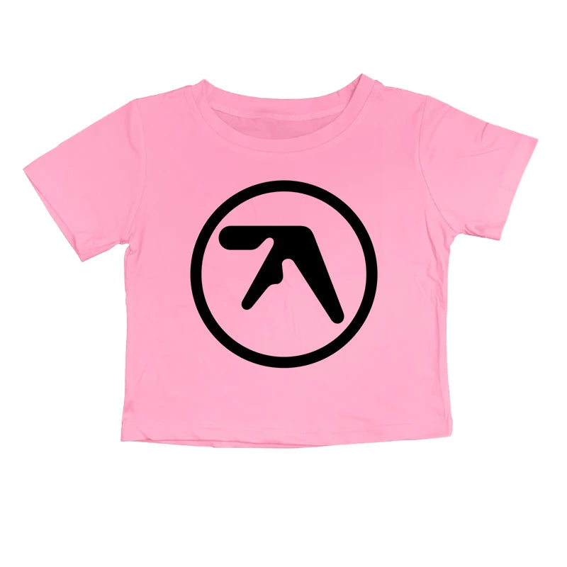 Punk Aphex Twin Print T-Shirt Crop Top Y2k