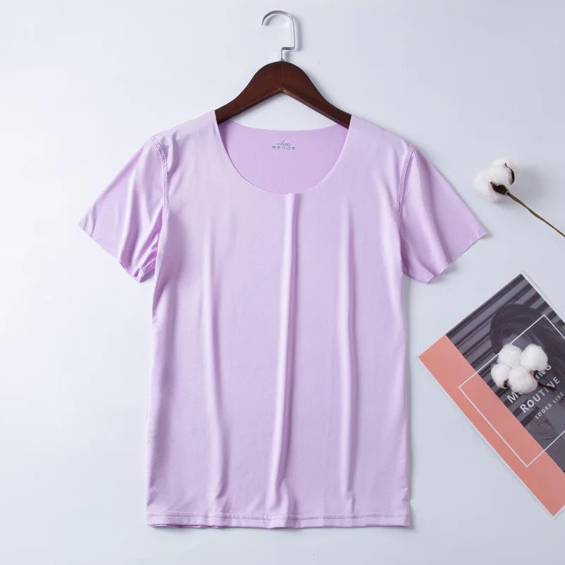 Women Ice Silk T-shirt Vest Y2k Tank Top