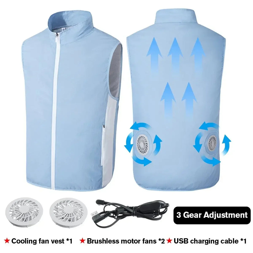 2024 Summer Fan Vest Men Cool and Cooling USB Cooling Outdoor Camping Air-conditioned Clothing Men Waterproof Sleeveless Jacket