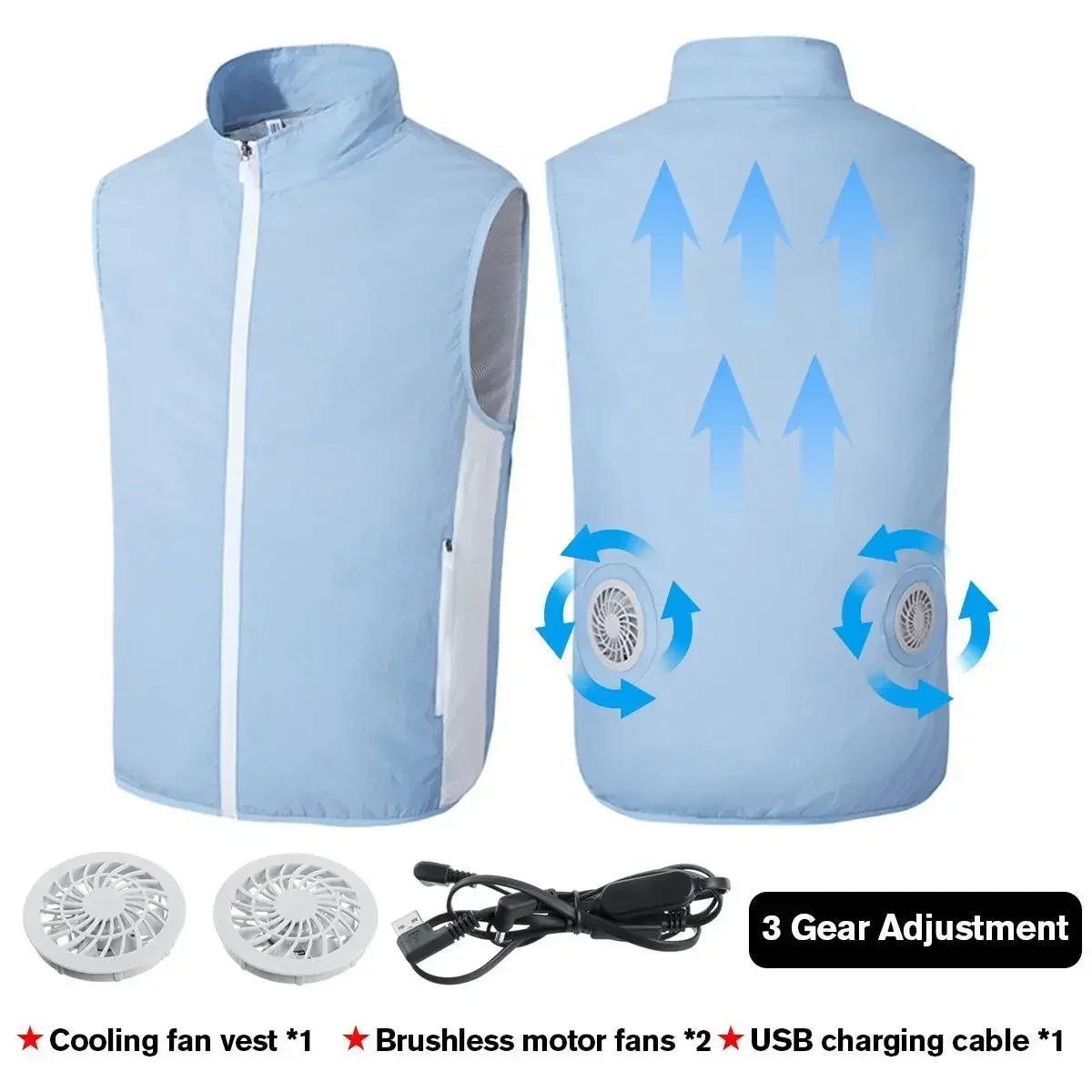 2024 Summer Fan Vest Men Cool and Cooling USB Cooling Outdoor Camping Air-conditioned Clothing Men Waterproof Sleeveless Jacket
