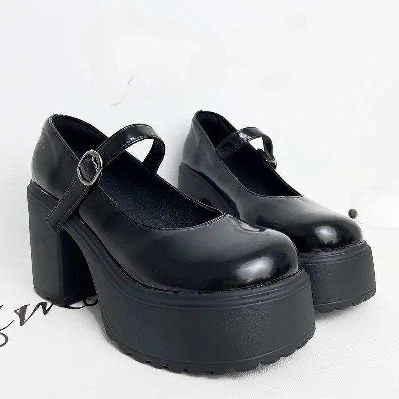 2024 Fashion White Platform Pumps for Women Super High Heels Buckle Strap  Shoes Woman Goth Thick Heeled Party Shoes Ladies