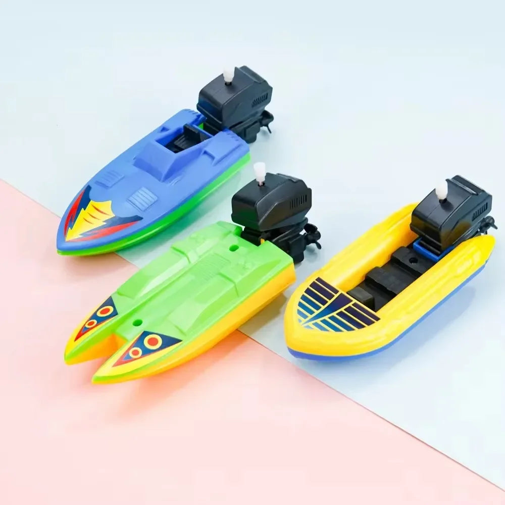 2Pcs Speed Boat Ship Wind Up Toy Float In Water Kids Toys Classic Clockwork Toy Summer Shower Bath Toys for Children' Gifts Toys