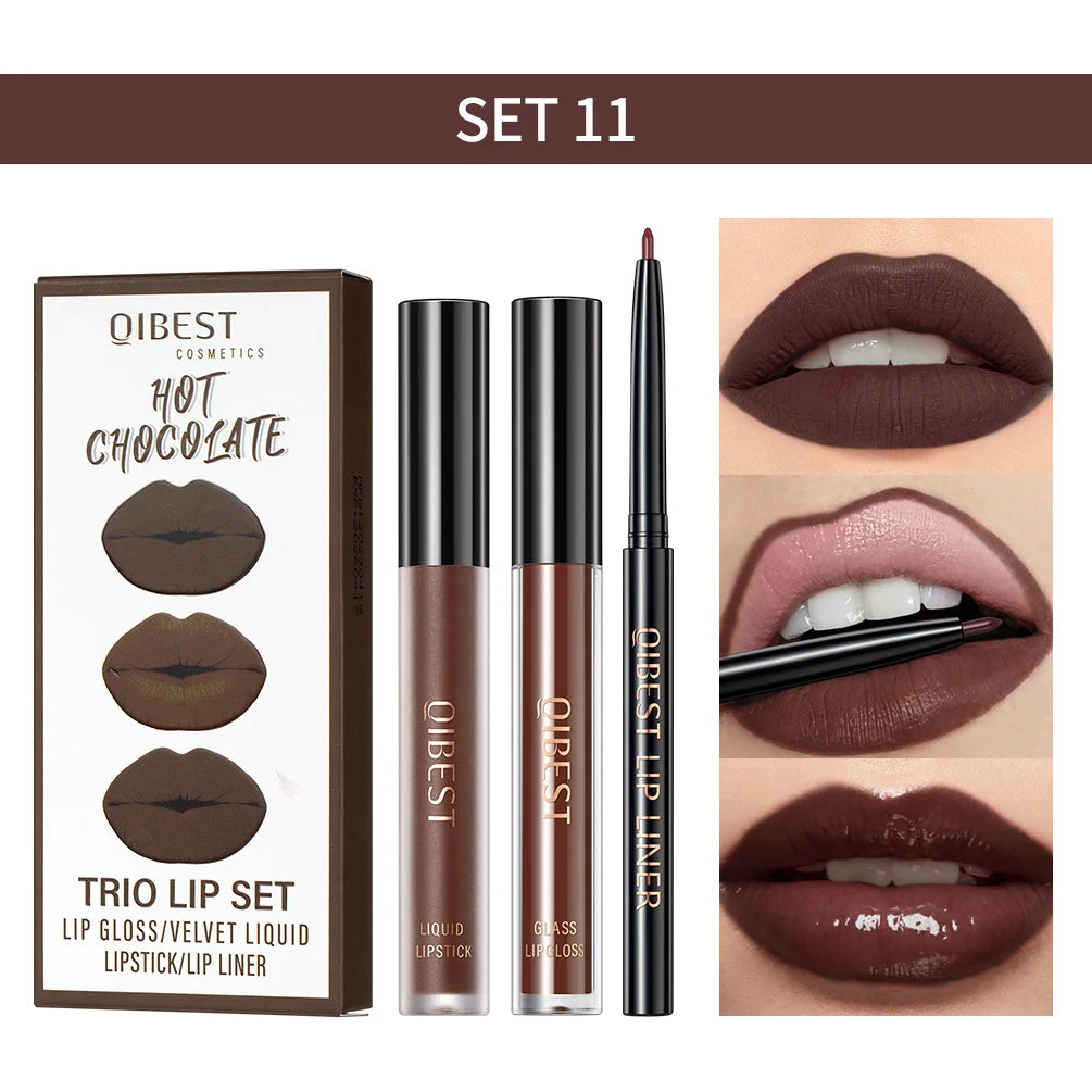 Matte Liquid Lipstick Lip Liner Set 3pcs