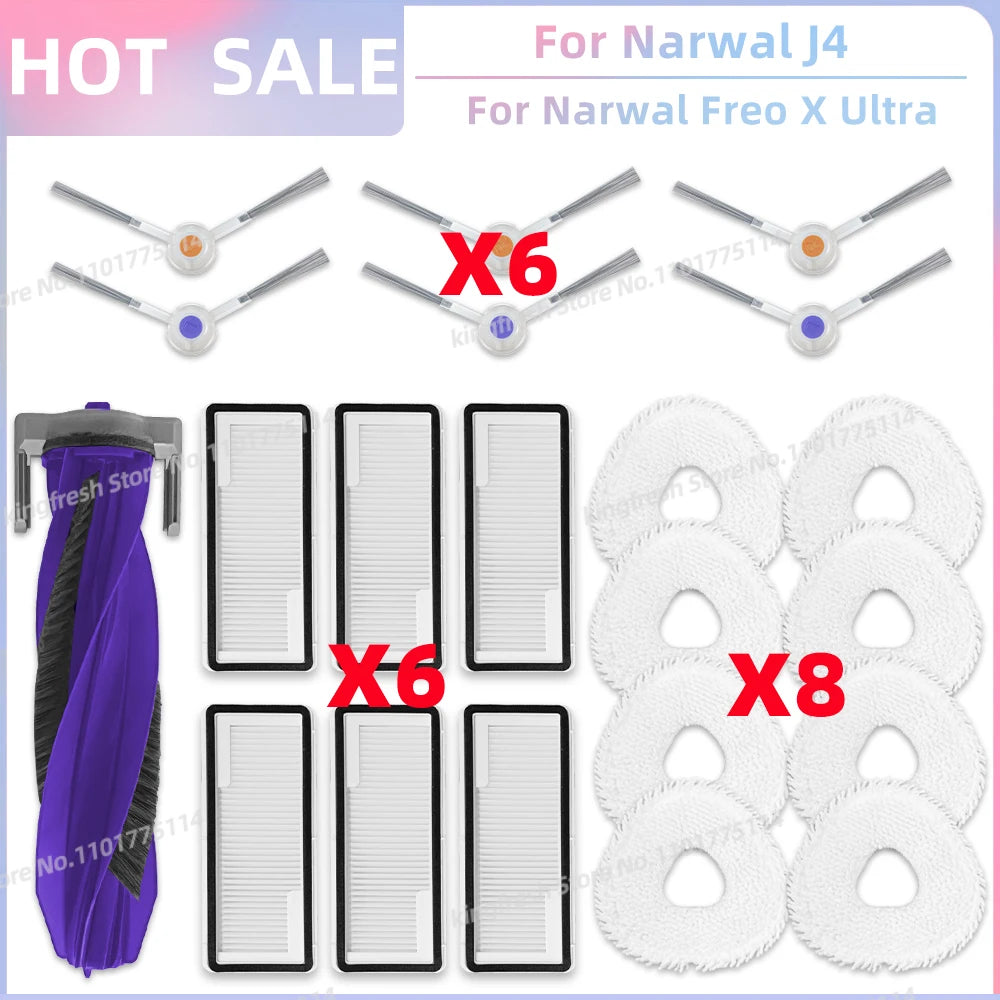 Fit For 나르월 Narwal Freo X Ultra, Narwal J4 / Lite Vacuum 나르왈 프레오 X 울트라 Parts Accessories Roller Side Brush Cover Dus