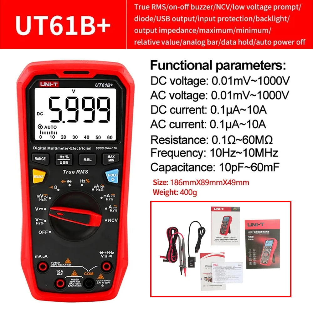 UNI-T UT61B UT61D UT61E Plus Smart Multimeter Analog & Digital Polymer Electrician Tester Voltmeter Ammeter Electric Multi Meter
