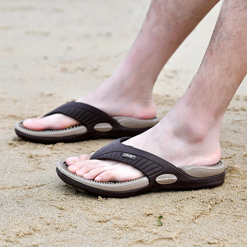 Jumpmore Men EVA Flip-flops Summer Men's Massage Slippers Beach Sandals Casual Shoes Size 40-45