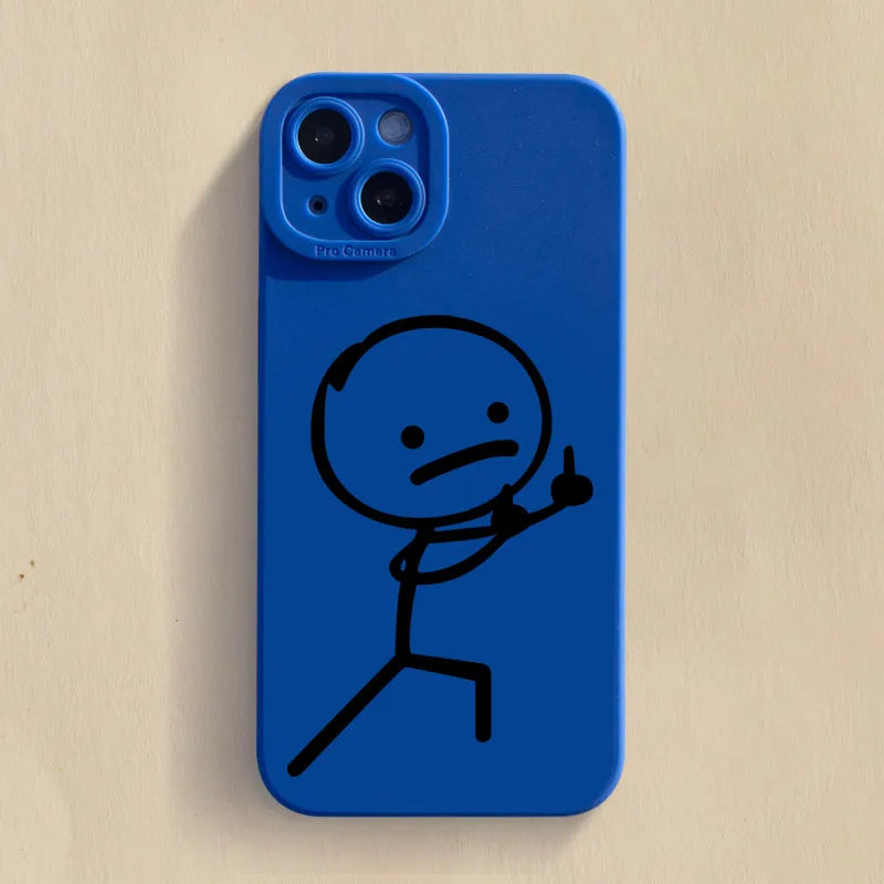 Cute Cartoon Matchman Matte Silicone Phone Case For iPhone 16 11 12 13 14 15 17 Pro Max XR XS X 7 8 Plus SE2 16E Soft Back Cover