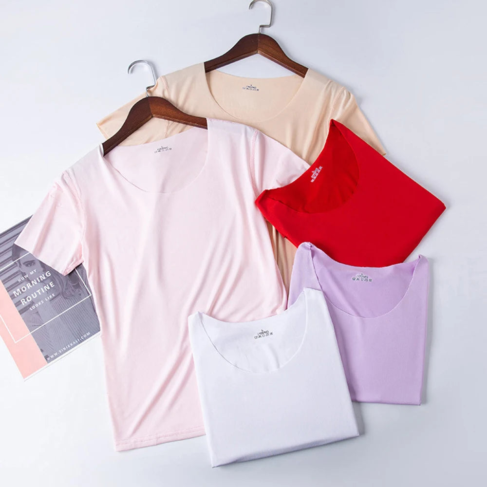 Women Ice Silk T-shirt Vest Y2k Tank Top