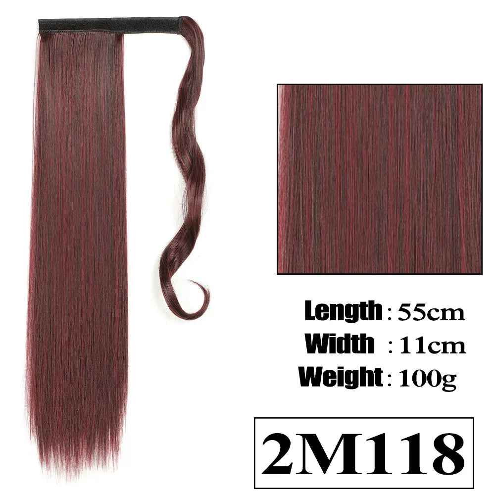 VIVIEIEI Ponytail Hair Extension 22 Inch 100g Natural Black Ponytail Extension Clip in Wrap Around Hair Extension Hairpieces