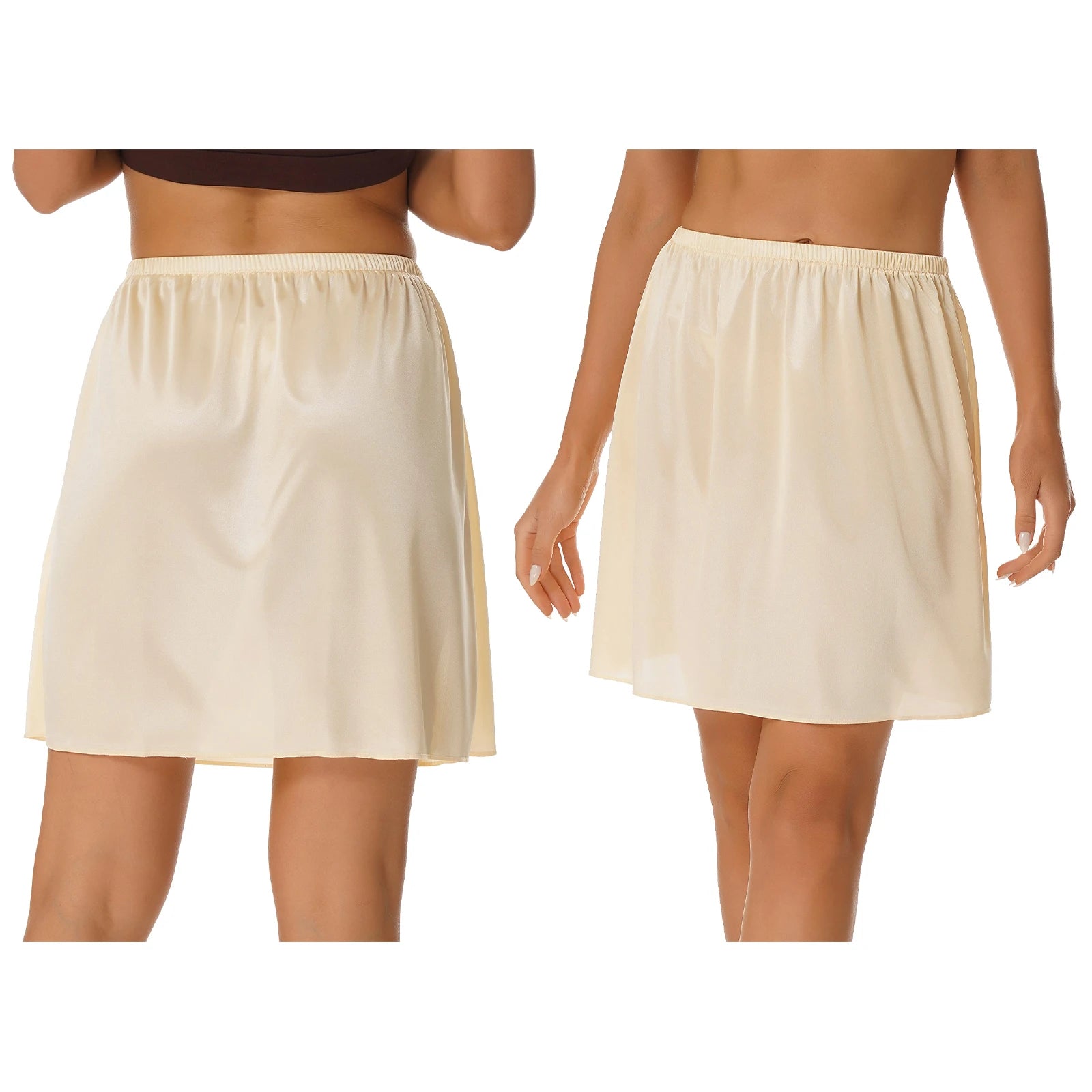 Womens Solid Color Underskirt Smooth Elastic Waistband Petticoat Inner Lining Skirt Party Prom Wedding Bridesmaid Dress Skirts