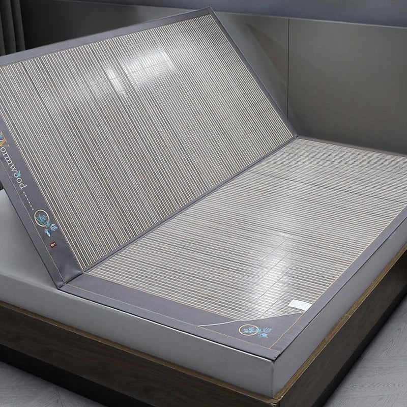 Wormwood mat bamboo mat summer household double bed foldable double-sided ice silk mat summer mat dual-use straw mat