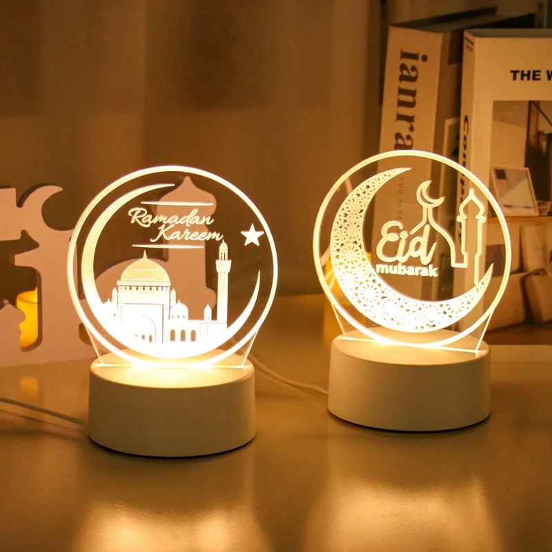 Eid Mubarak 3D LED Lamp Ramadan Night Light 2025