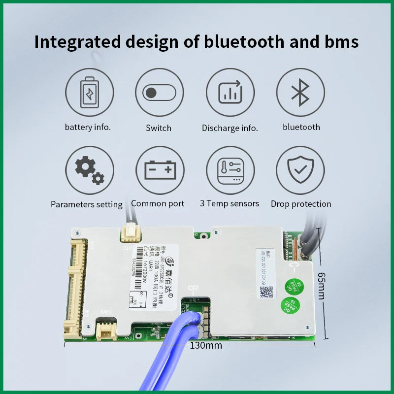 JBD Smart LiFePO4 BMS 6S 8S 12S 13S 14S 16S 20S 21S With Bluilt-in Bluetooth 40A 80A 100A Balance Board Uart Function For E-bike