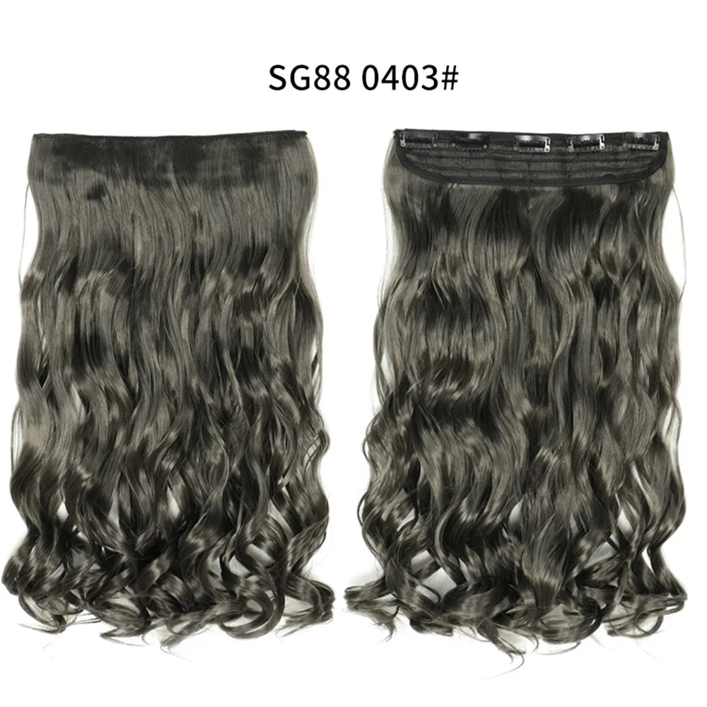 5 Clip-In Hair Extensions Long Straight One Piece Synthetic Heat-Resistant Fibre Hairpiece 22Inch Black Blonde Natural Hairstyle