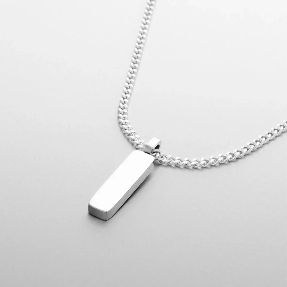 ELANDIS Minimalist Square Pendant Stainless Steel 18K Gold Plated Necklace Fashion Men's Accessories Wholesale