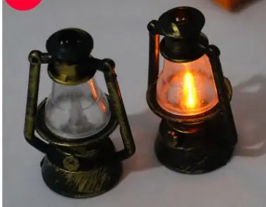 1:6 1:12 Scale Micro Landscape Pretend Play Dollhouse Accessories Mini Kerosene Lantern Miniature Oil Lamp Scene Ornaments
