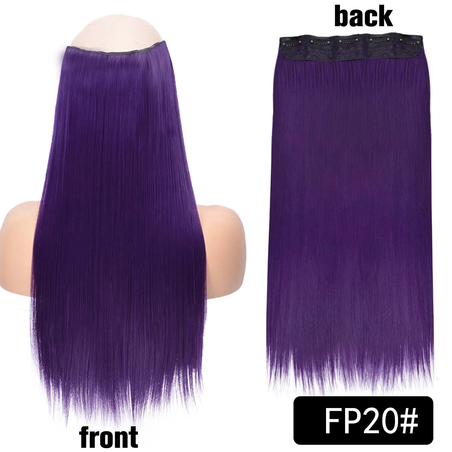 5 Clip-In Hair Extensions Long Straight One Piece Synthetic Heat-Resistant Fibre Hairpiece 22Inch Black Blonde Natural Hairstyle