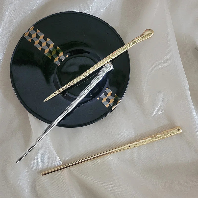 New Women Metal Hairpins Clips Simple Hair Stick Barrette Clip  Alloy Chopstick Wedding Hairstyle Design Tools Hair Jewelry