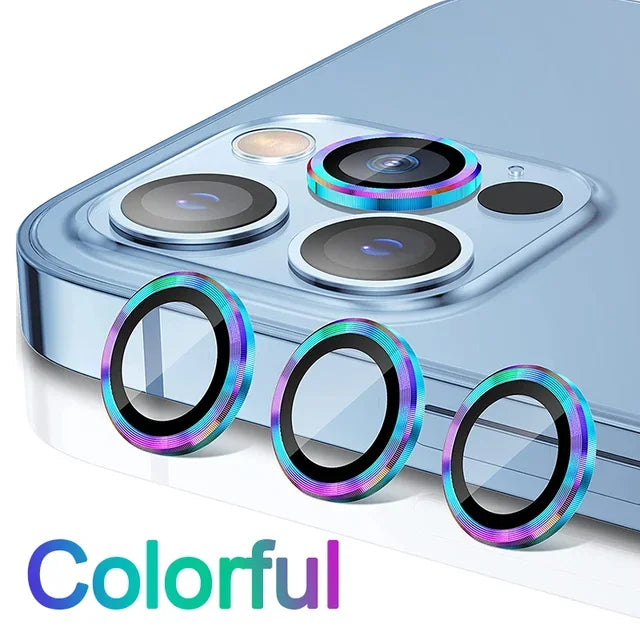 Detta är ett "3-2PCS Camera Lens Protector" för iPhone 17 Pro Max/17Pro/17Air med metallring och glasskydd. Produkten har en aluminiumlegerad ram med 3D-textur som både skyddar kameralinsen och ger telefonen en stilren look