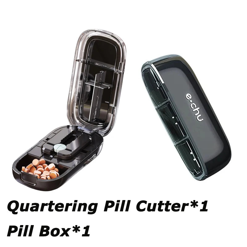 Pill Cutter With Invisible Storage Box Portable 2 In 1 Mini Drug Tablet Medicine Small Small Medicine Box Health Care Pills Case