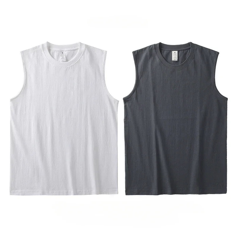 Cotton Vest Men's Tank Top 2pcs White