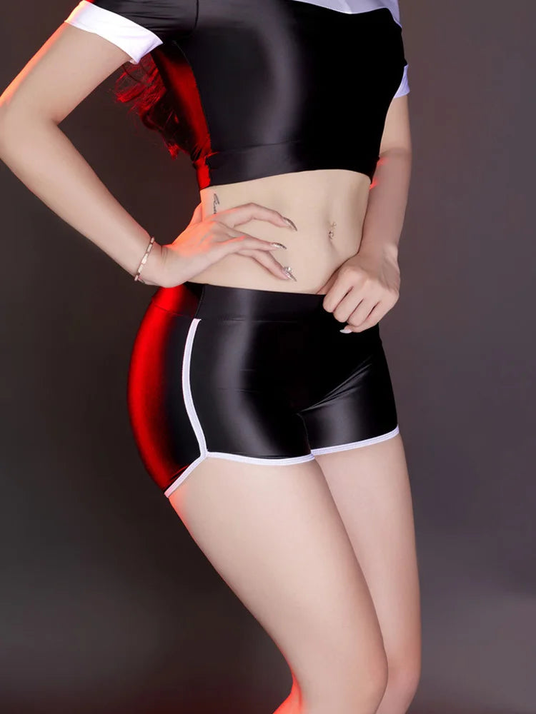 Sexy Candy Color Yoga Elasitc Hot Short Stain Smooth Oil Glossy Shiny Tight Casual Beachwear Height Waist Cute Fitness Short