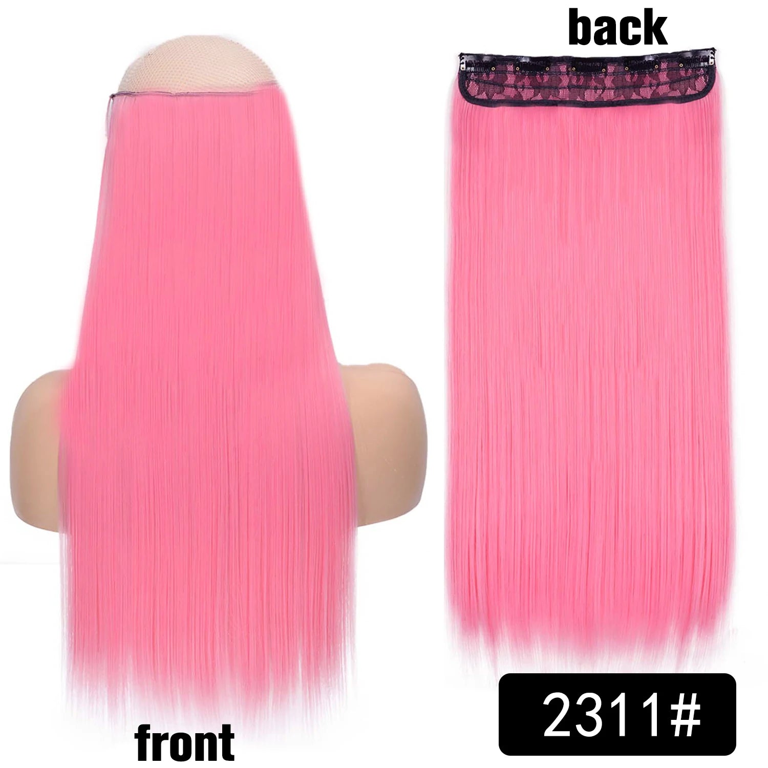 5 Clip-In Hair Extensions Long Straight One Piece Synthetic Heat-Resistant Fibre Hairpiece 22Inch Black Blonde Natural Hairstyle