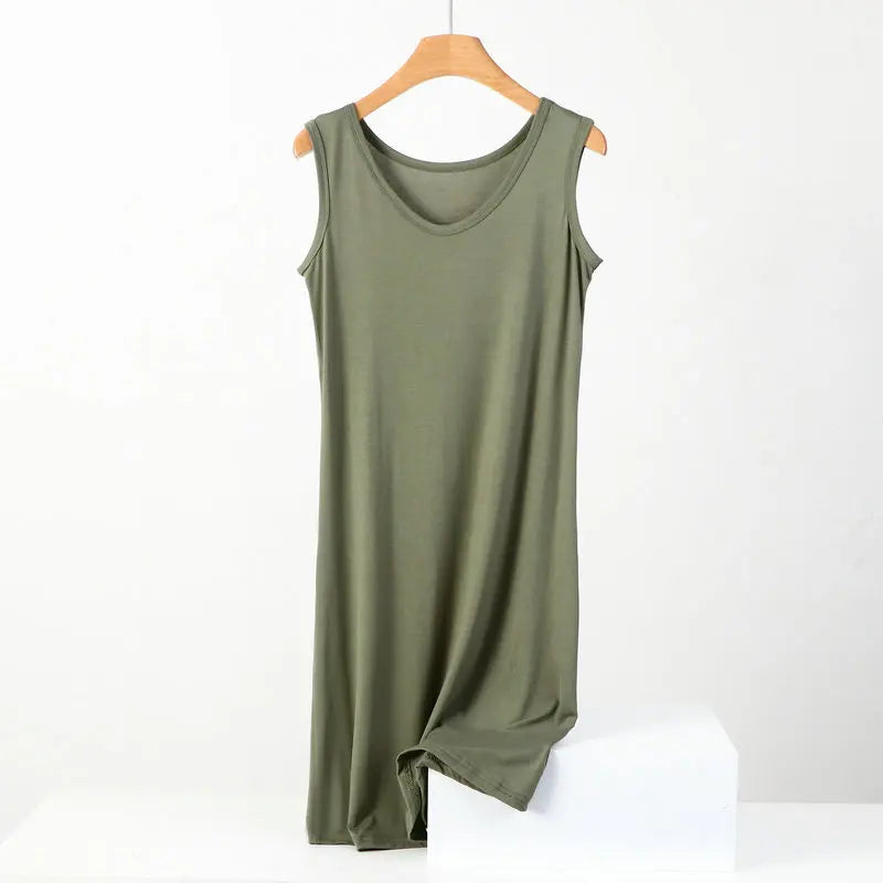 XL-8XL Summer Nightgowns Women New Cotton Sleeveless Nightshirt Plus Size Loose Ladies Nightdress Casual Homewear Sleep Dress