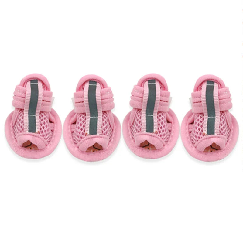 4PCS/set Pink Non-slip Summer Dog Shoes Breathable Sandals for Small Dogs Pet Dog Socks Sneakers for Dogs Puppy Cat Shoes Boots
