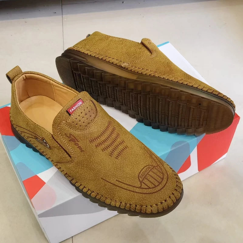 High Quality Men Shoes Handmade Leather Footwear Male Casual Business Flats Outdoor Soft Soled Travel Sneakers Brand Moccasins