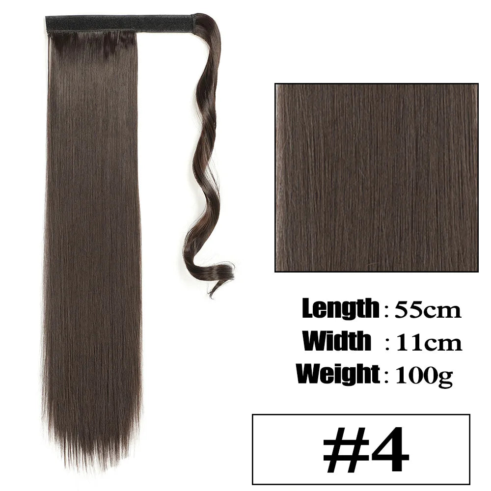 VIVIEIEI Ponytail Hair Extension 22 Inch 100g Natural Black Ponytail Extension Clip in Wrap Around Hair Extension Hairpieces