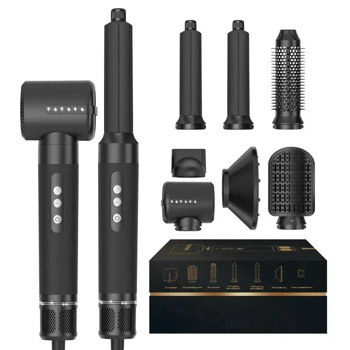7 in 1 Hair Dryer 1400W Straightener Hair Brush Hot Comb Professional Auto Wrap Dryer&Straightening Brush Automatic Curling Iron
