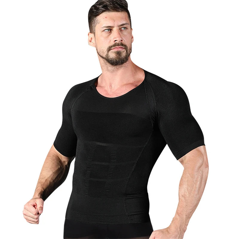 Men's Body Shaper T-Shirts Short Sleeves Corset Stomach Body Shapers Sports Stretch Men's Shapewear Short Sleeves Tank Tops