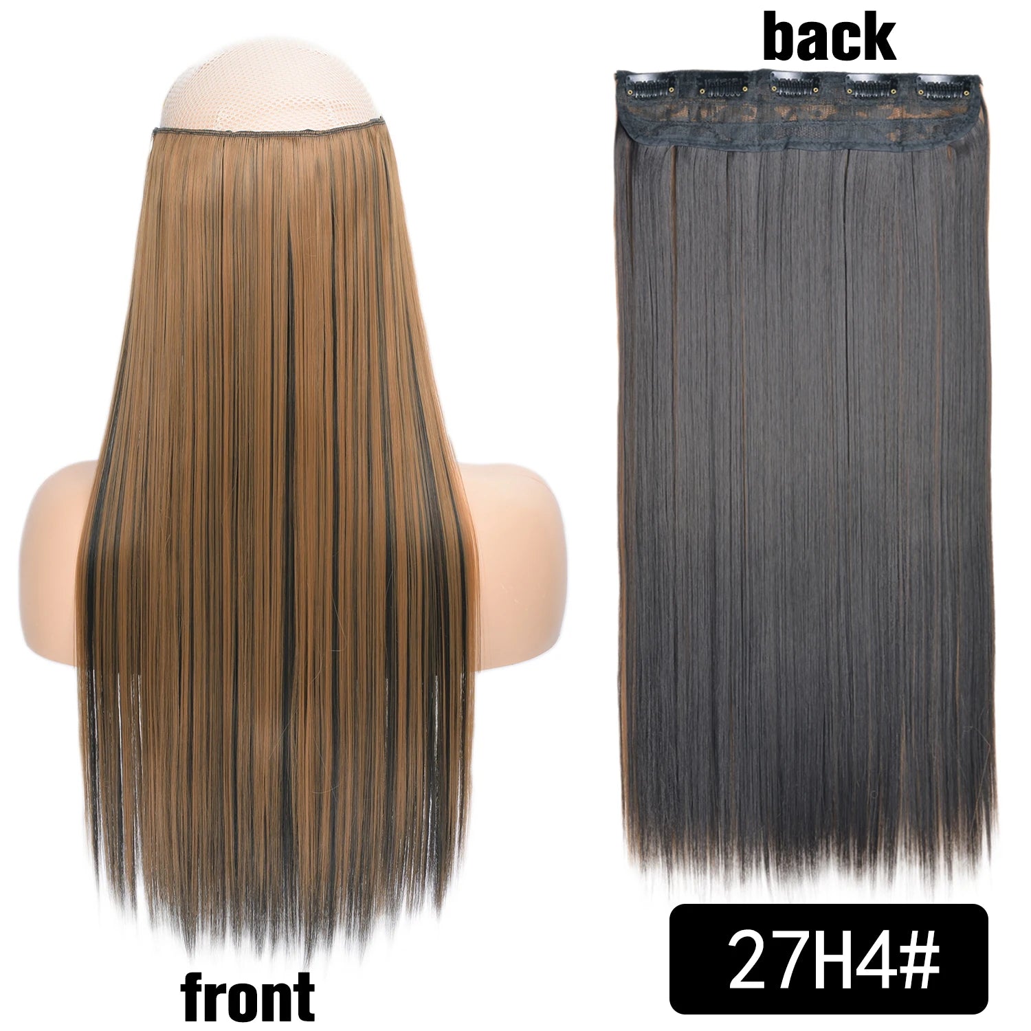 5 Clip-In Hair Extensions Long Straight One Piece Synthetic Heat-Resistant Fibre Hairpiece 22Inch Black Blonde Natural Hairstyle