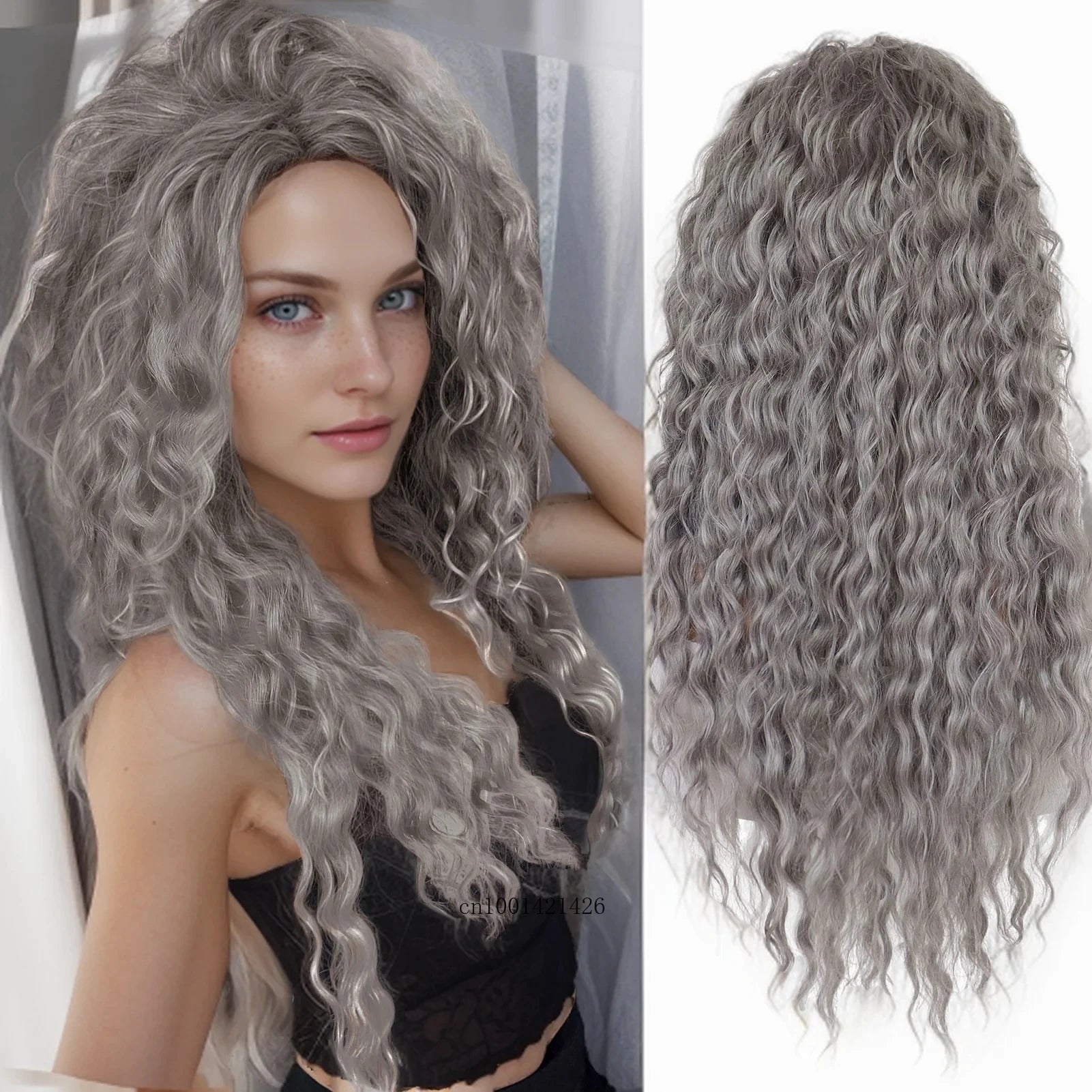 Ash Blonde Curly Wig 26" - Synthetic