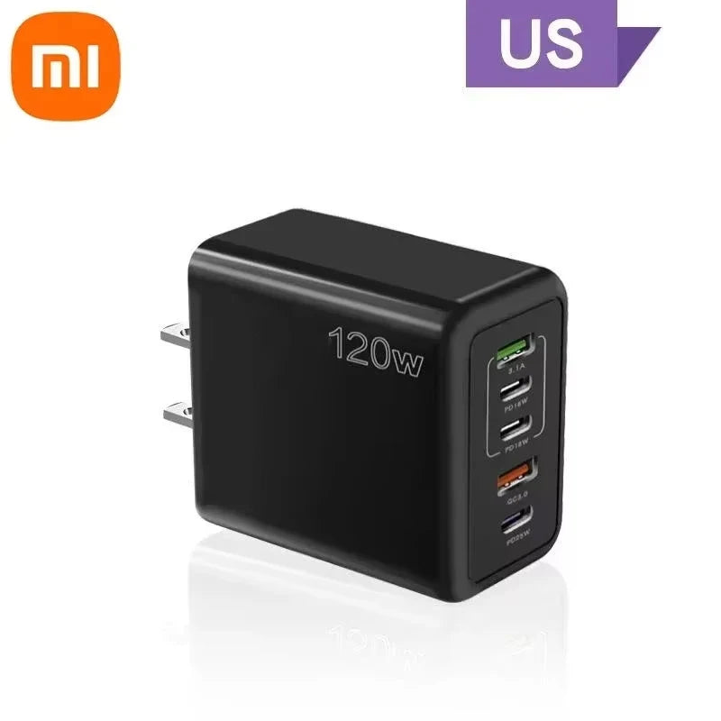 Xiaomi 120W Fast Charging Multi 5 Ports USB C PD Interface Charger Quick Charge Phone Charger Adapter For iPhone Xiaomi Samsung