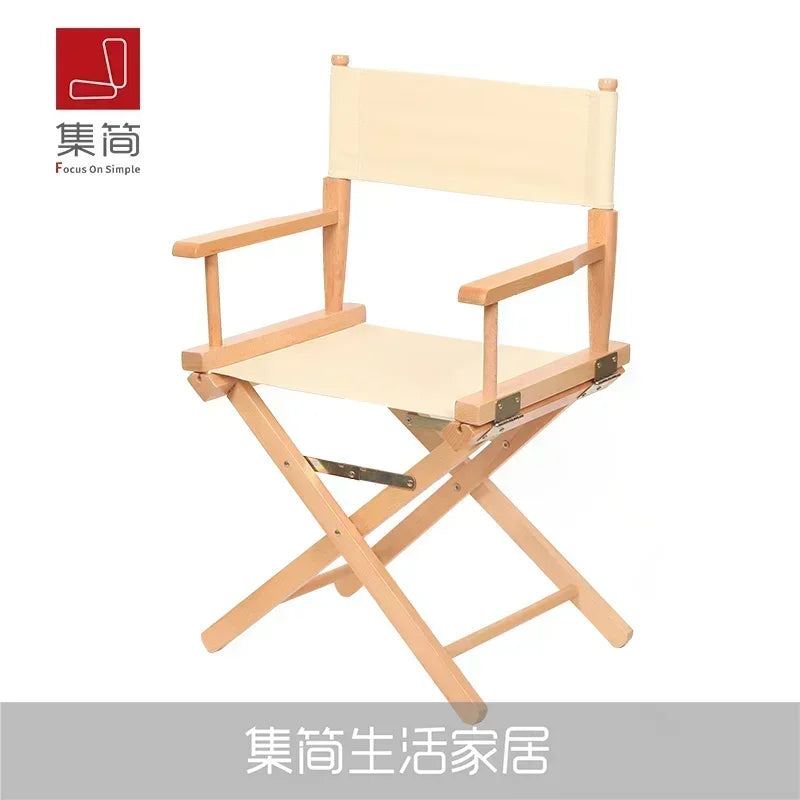 Versatile Solid Wood Director Chair Folding Canvas High Stool Multipurpose Office Chair Makeup Chair Portable Seat Comfortable