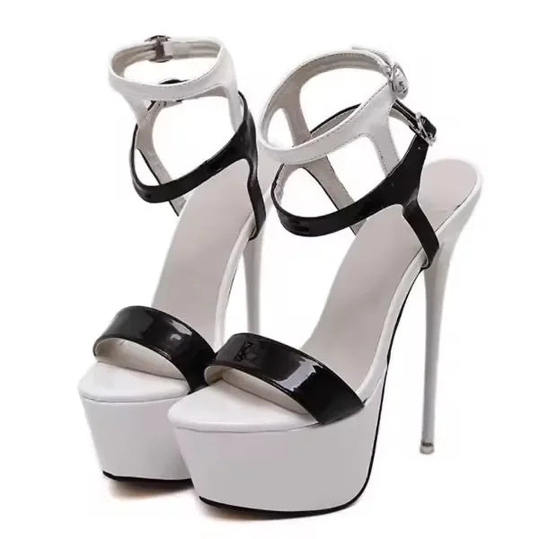 Aneikeh Big Shoe Size 41 42 43 44 45 46 High Heels Sandals Summer Sexy Open Toe Party Dress 16CM Platform Gladiator Women Pumps