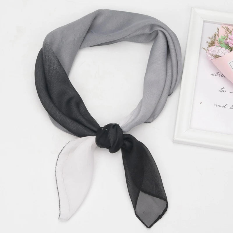 New 65x65cm Summer Chiffon Solid Color Square Scarf Ladies Head Neck Scarves Female Hair Ties Bands Neckerchief Shawls