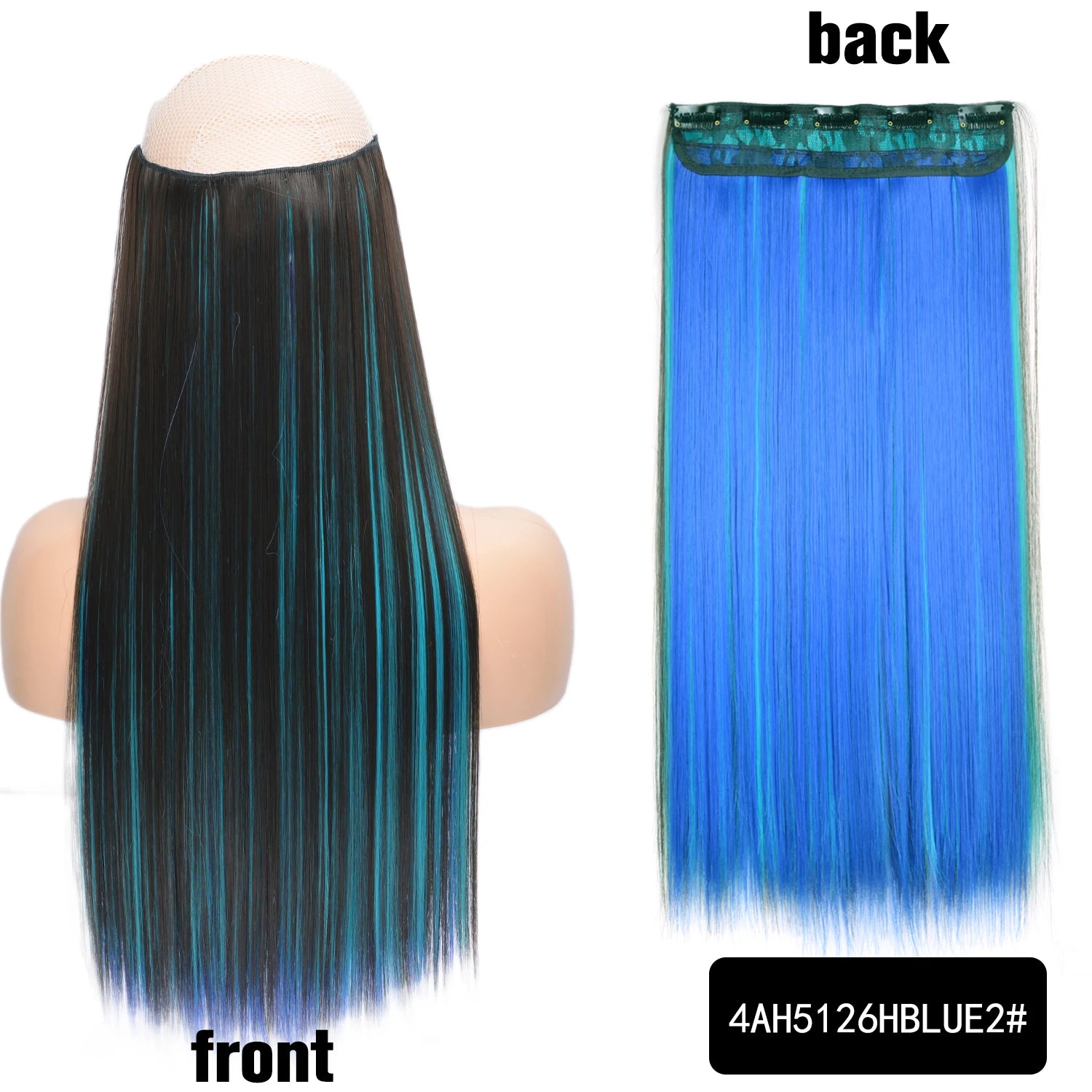 5 Clip-In Hair Extensions Long Straight One Piece Synthetic Heat-Resistant Fibre Hairpiece 22Inch Black Blonde Natural Hairstyle